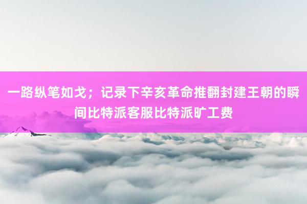 一路纵笔如戈；记录下辛亥革命推翻封建王朝的瞬间比特派客服比特派旷工费