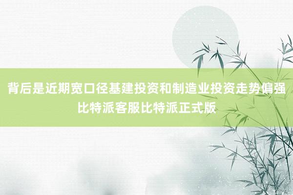 背后是近期宽口径基建投资和制造业投资走势偏强比特派客服比特派正式版