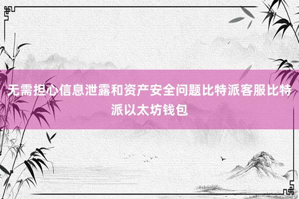 无需担心信息泄露和资产安全问题比特派客服比特派以太坊钱包