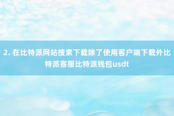 2. 在比特派网站搜索下载除了使用客户端下载外比特派客服比特派钱包usdt