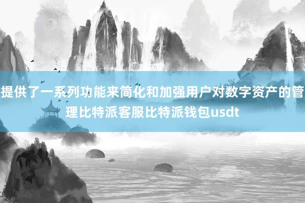 提供了一系列功能来简化和加强用户对数字资产的管理比特派客服比特派钱包usdt