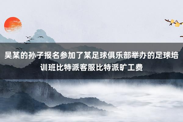 吴某的孙子报名参加了某足球俱乐部举办的足球培训班比特派客服比特派旷工费