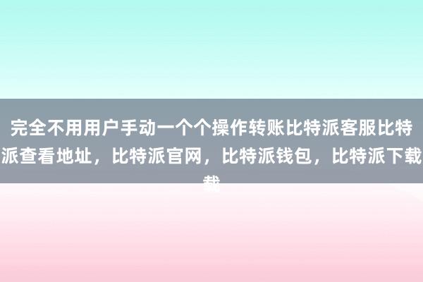 完全不用用户手动一个个操作转账比特派客服比特派查看地址，比特派官网，比特派钱包，比特派下载