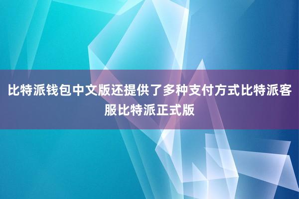 比特派钱包中文版还提供了多种支付方式比特派客服比特派正式版