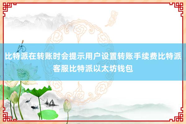 比特派在转账时会提示用户设置转账手续费比特派客服比特派以太坊钱包