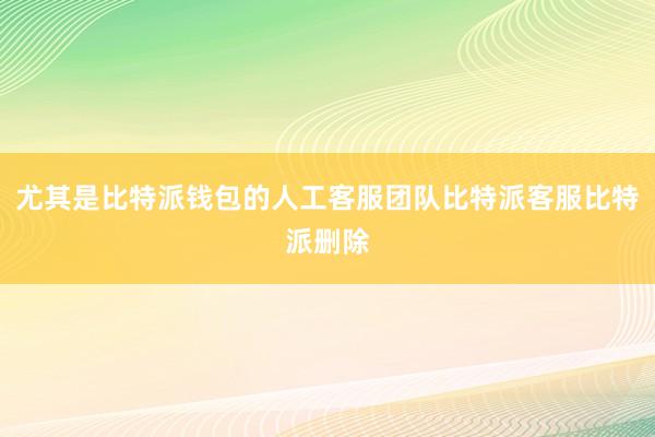 尤其是比特派钱包的人工客服团队比特派客服比特派删除