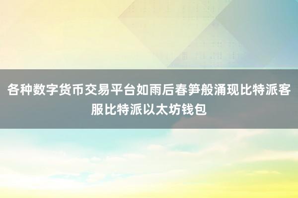 各种数字货币交易平台如雨后春笋般涌现比特派客服比特派以太坊钱包