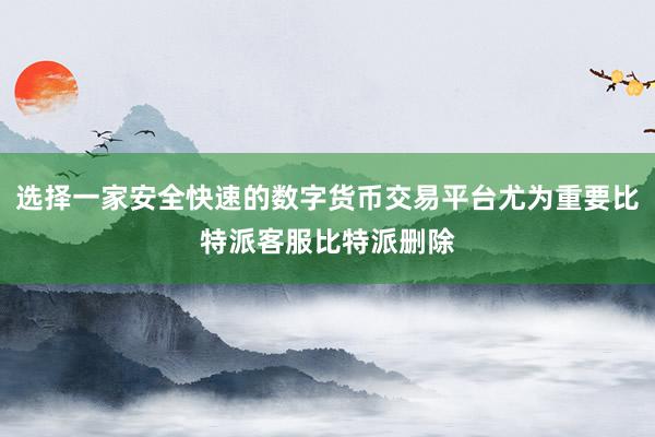 选择一家安全快速的数字货币交易平台尤为重要比特派客服比特派删除