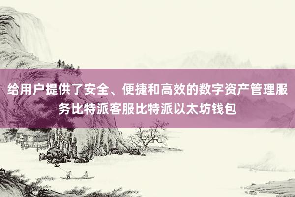 给用户提供了安全、便捷和高效的数字资产管理服务比特派客服比特派以太坊钱包