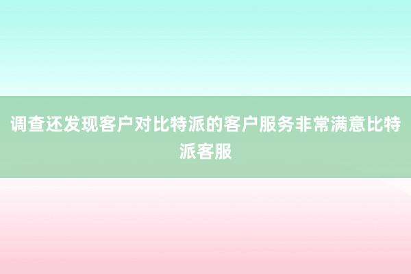 调查还发现客户对比特派的客户服务非常满意比特派客服