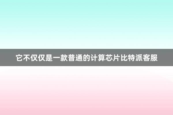 它不仅仅是一款普通的计算芯片比特派客服