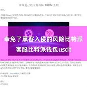 幸免了黑客入侵的风险比特派客服比特派钱包usdt