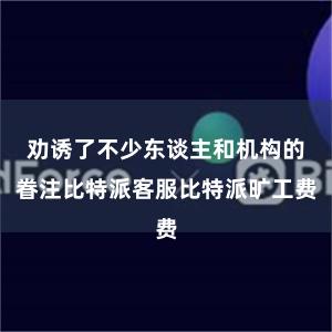 劝诱了不少东谈主和机构的眷注比特派客服比特派旷工费